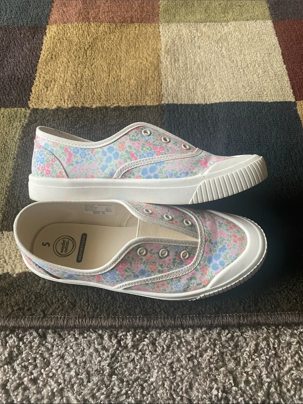 wonder nation Floral Slip-On Sneakers - Pink, Blue, Green